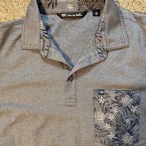Travis Mathew Gray Floral Button Down Shirt